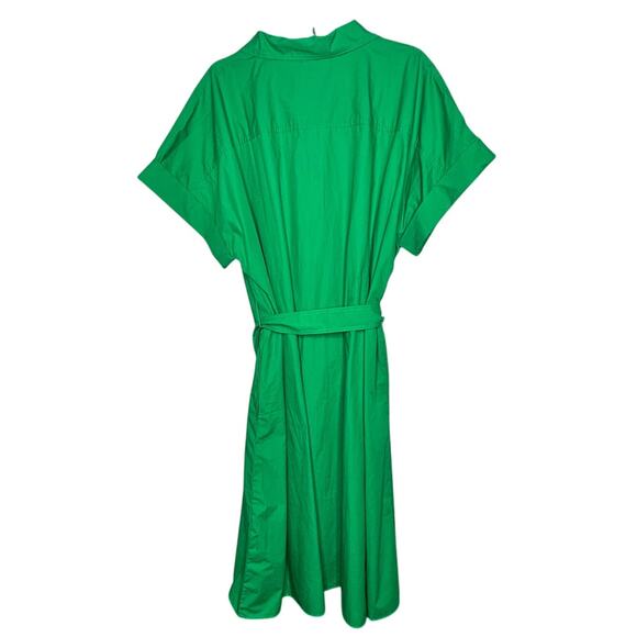 Banana Republic Quiet Luxury Green Tie Waist Midi Cotton Shirtdress Size XXL - Picture 2 of 13